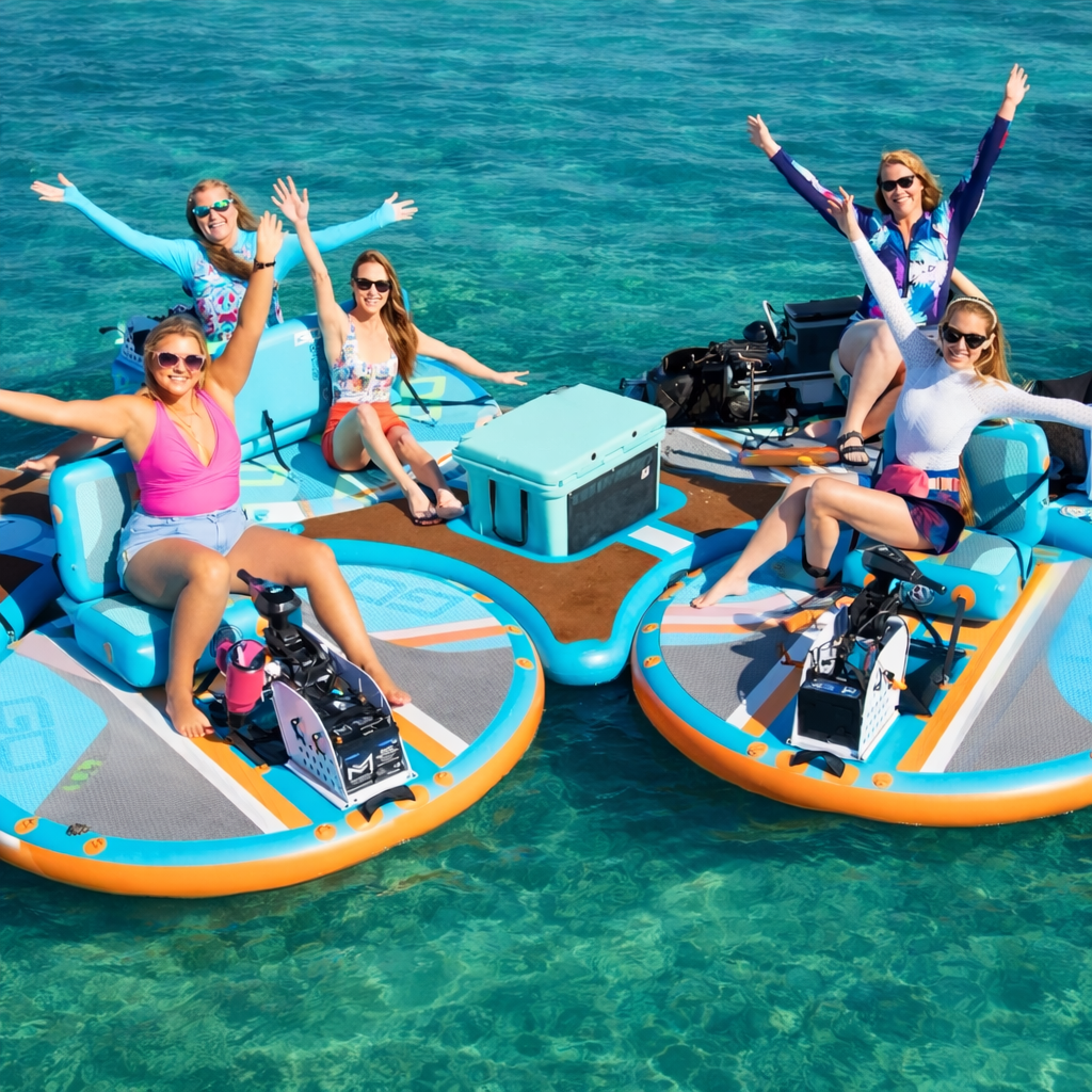 Friends on a circle boat